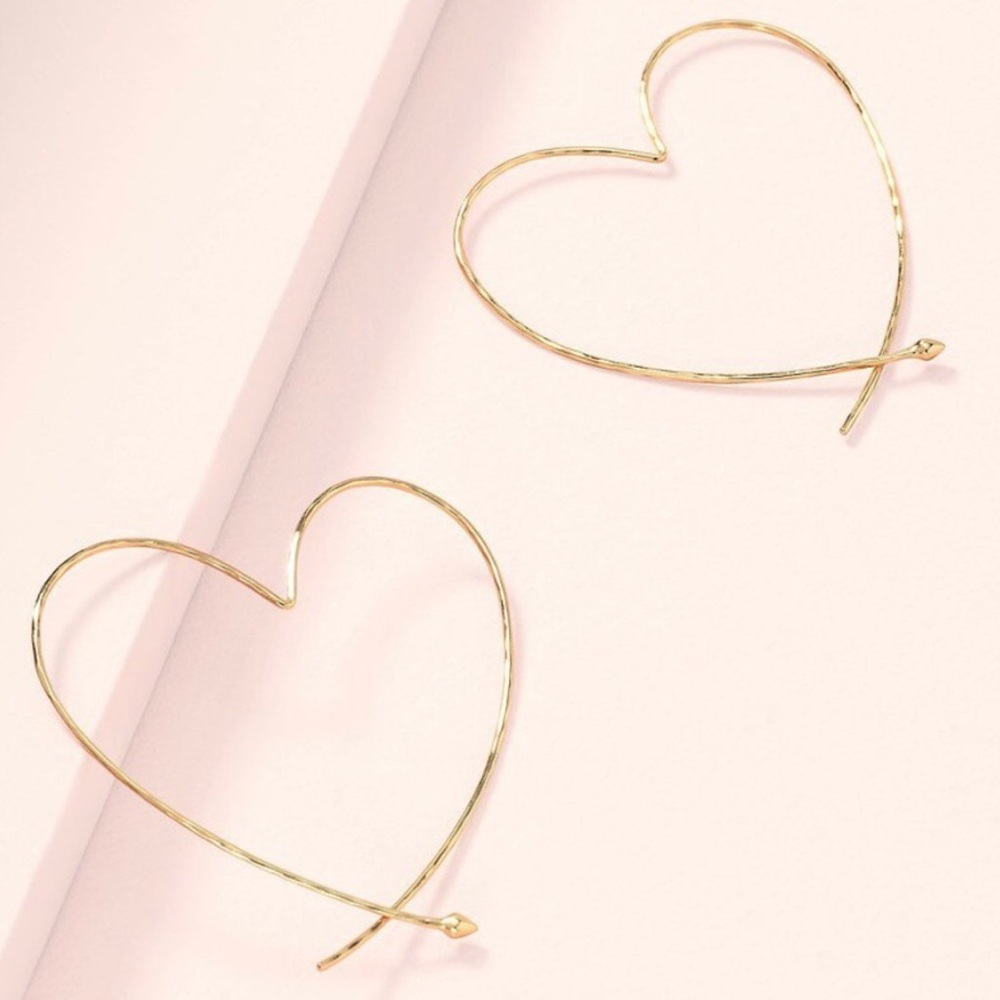 Stella & Dot⚜️[GOLD] Hammered Metal Heart Earrings - Picture 2 of 9